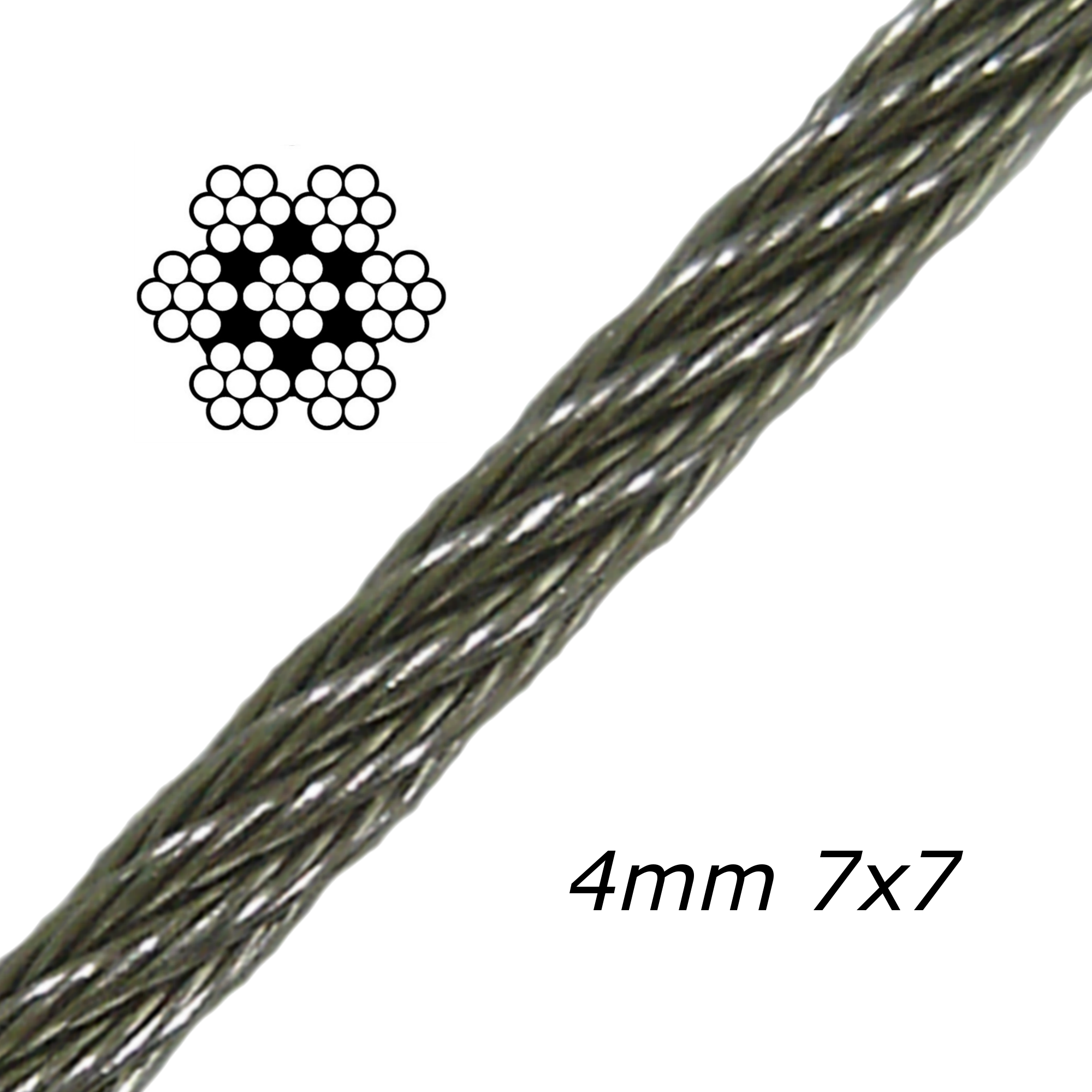 4mm Galvanised Steel Cable 7x7